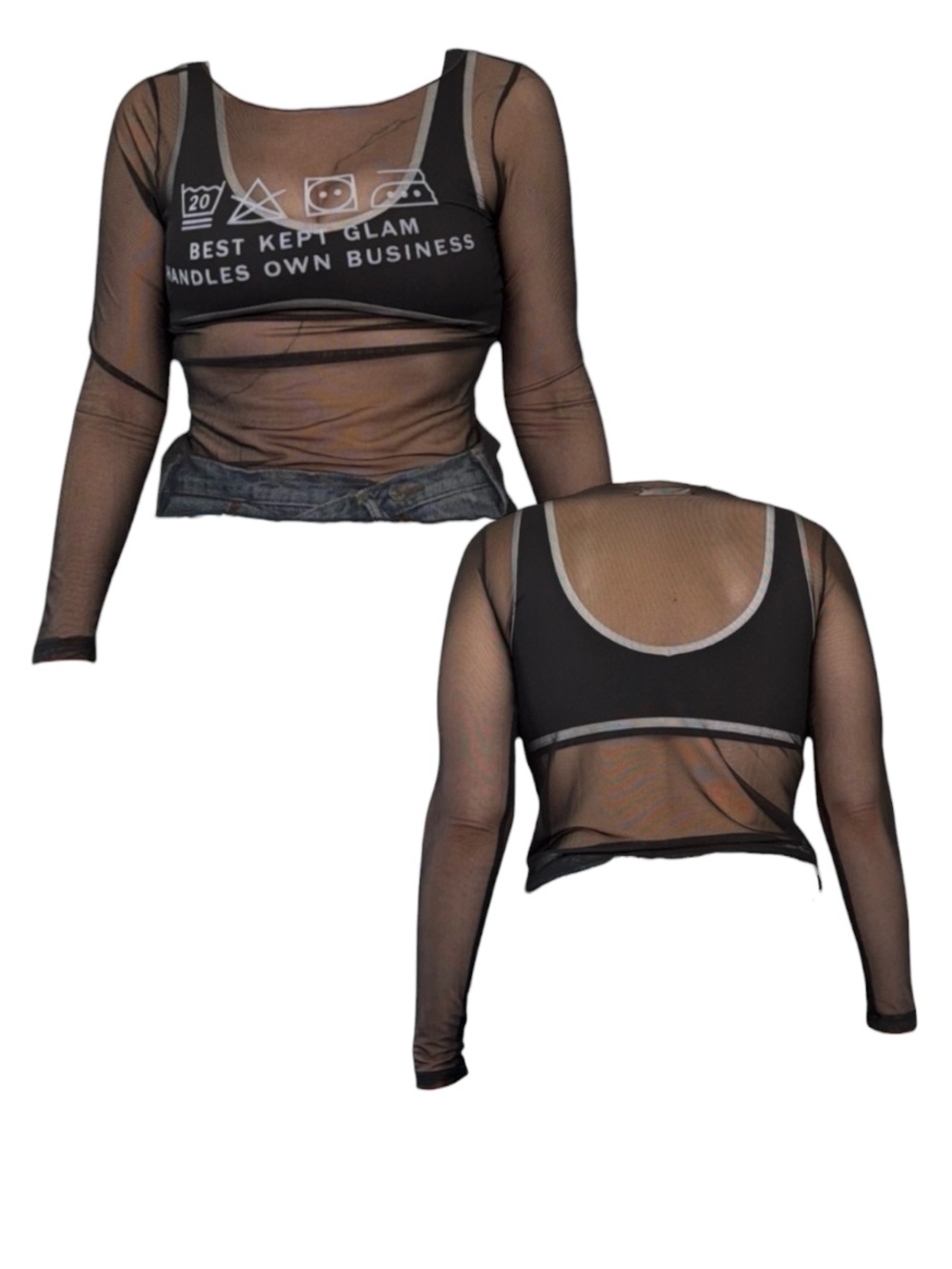 Black Best Kept Glam Sheer Long Sleeve Top
